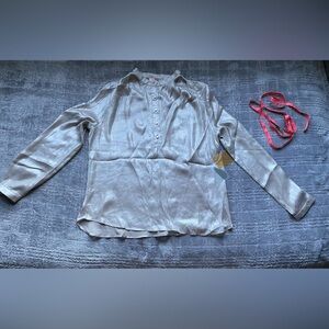 Sheer silver long sleeve top